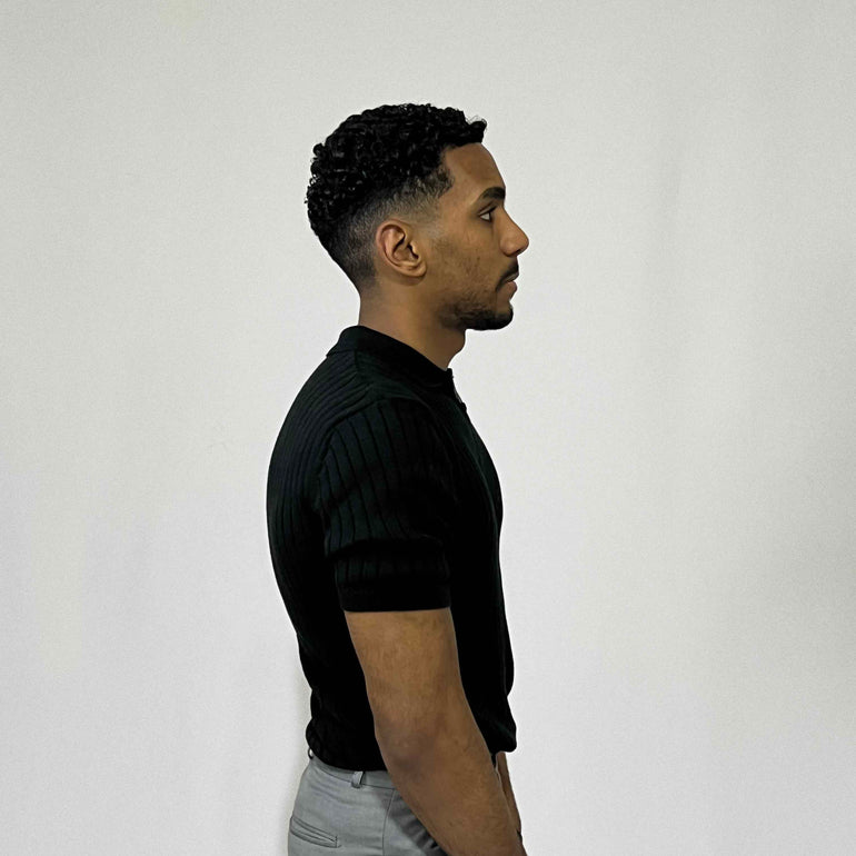 Ribbed Short-Sleeve Zip Polo