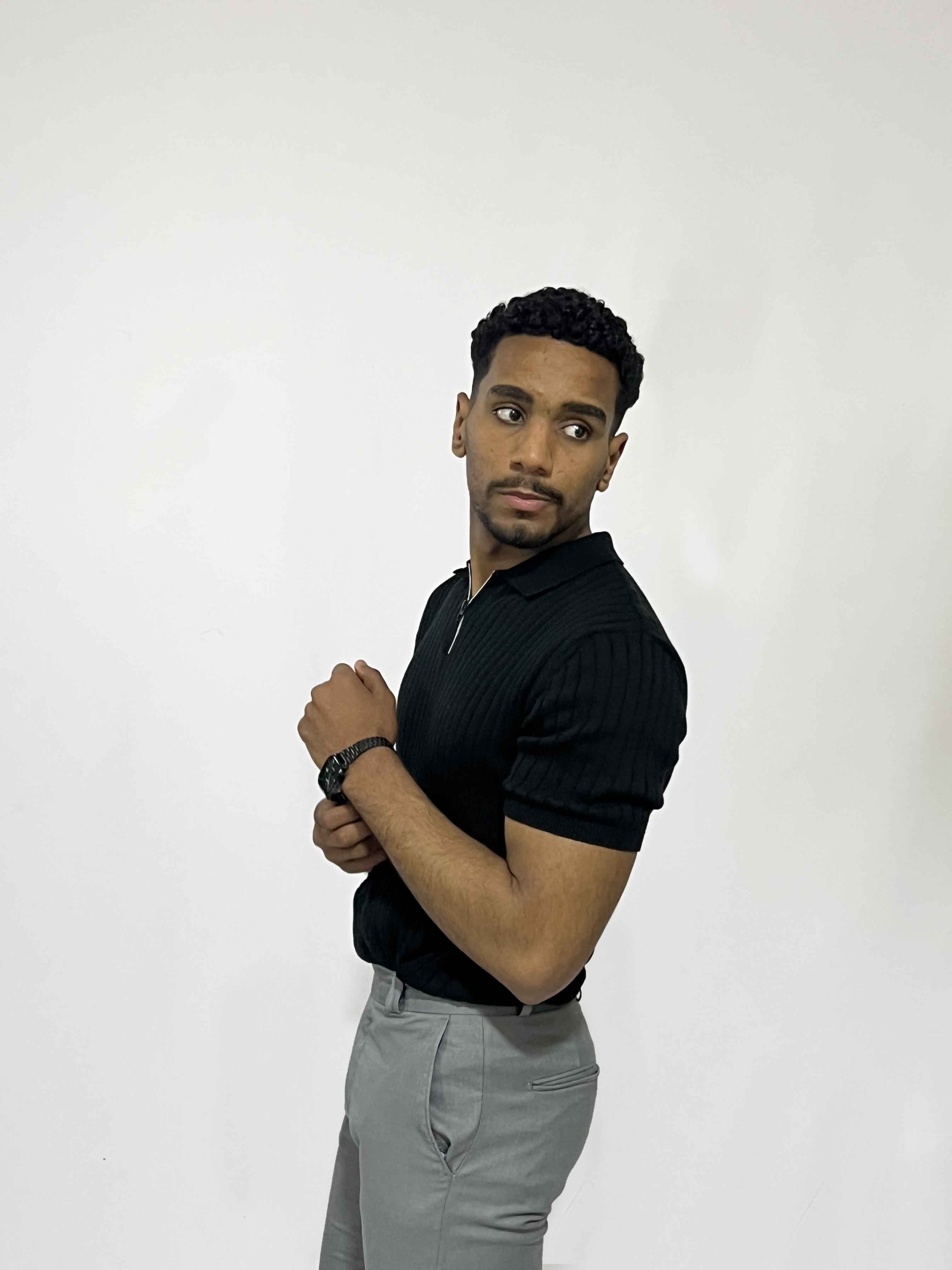 Ribbed Short-Sleeve Zip Polo